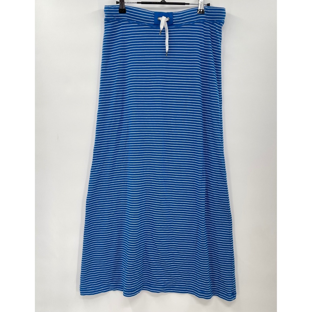 Lauren Jeans‎ Co. Striped Maxi Skirt Drawstring Waist Size Small Blue White